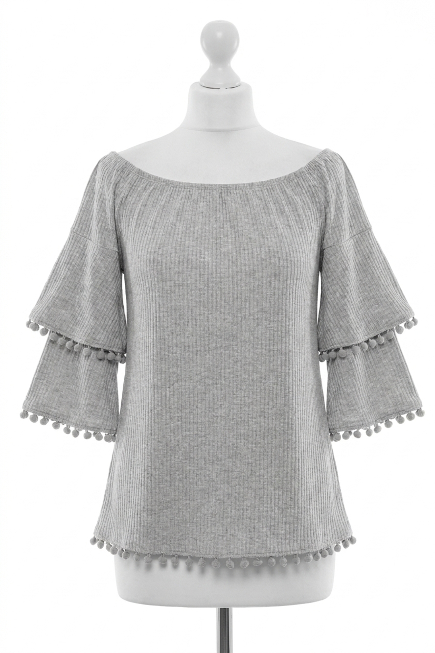 NEW FRENCH KYSS caroline off the shoulder top in gray